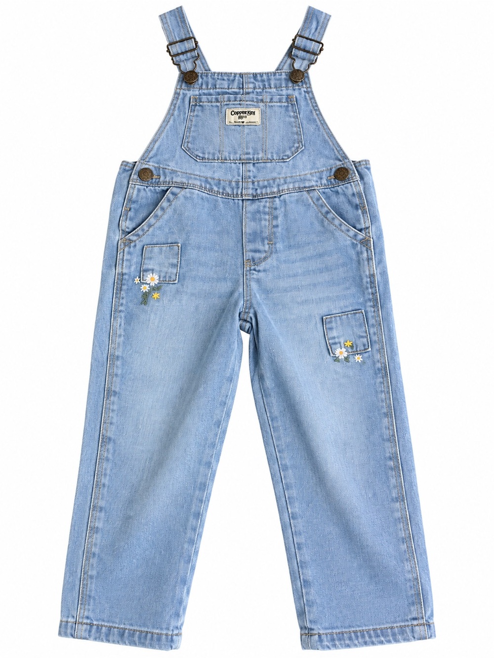 OshKosh B'gosh Light Blue Denim Kids Overalls with Daisy Embroidery